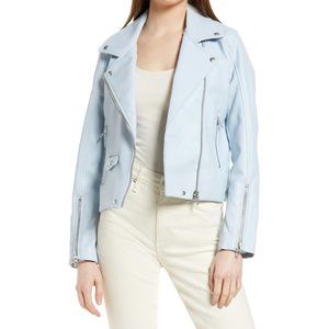 NWOT BLANKNYC - FAUX Leather Moto Jacket - Fairy Dust Blue - Size XS